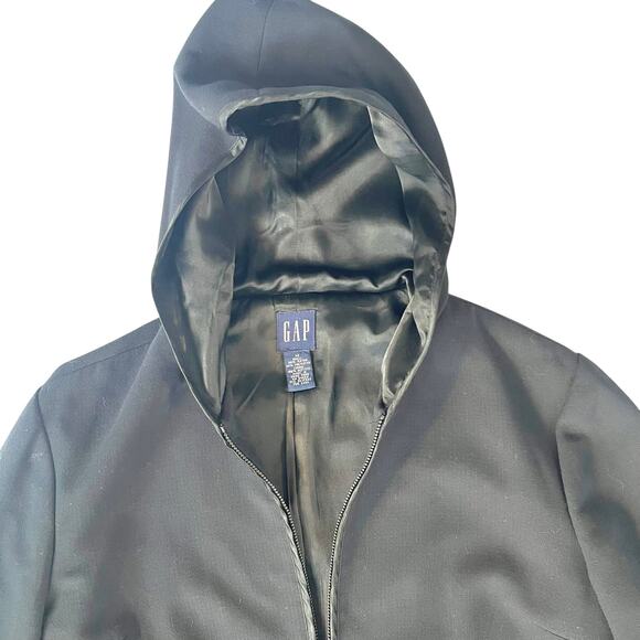Vintage GAP Black Hooded Satin Lined Tailored Jacket Blazer M - Picture 5 of 11
